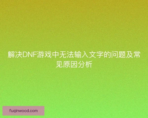 解决DNF游戏中无法输入文字的问题及常见原因分析