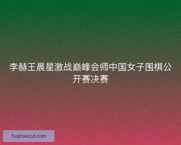 李赫王晨星激战巅峰会师中国女子围棋公开赛决赛