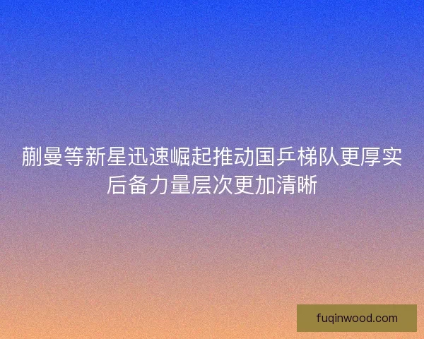 蒯曼等新星迅速崛起推动国乒梯队更厚实后备力量层次更加清晰 蒯曼等新星迅速崛起推动国乒梯队更厚实后备力量层次更加清晰